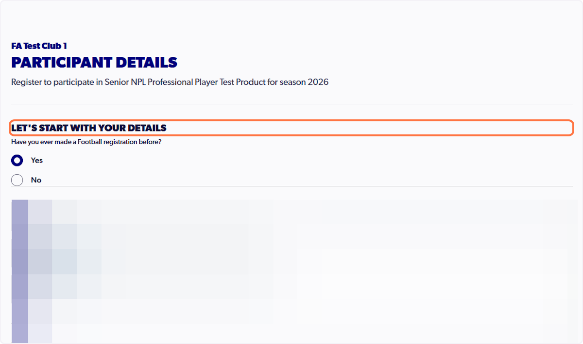 Ensure that all of the participant (player's) details are correct