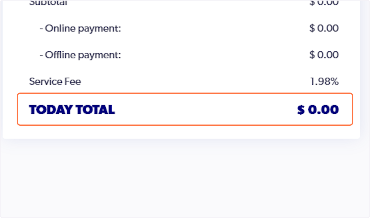 The registration total will display on the right hand side of your screen