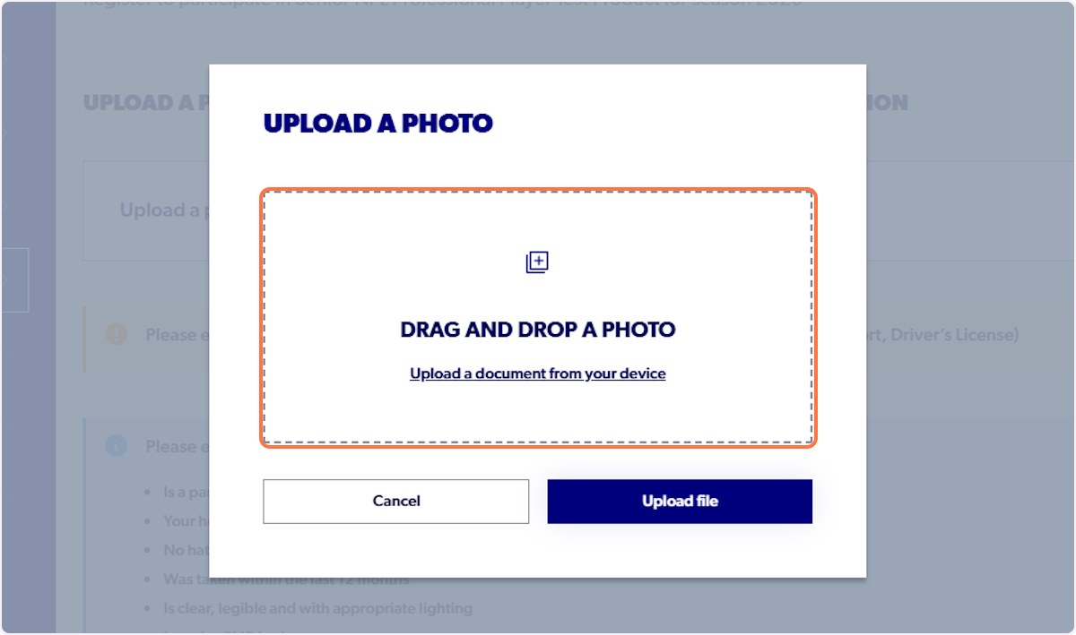 Click on Drag and drop a photo…