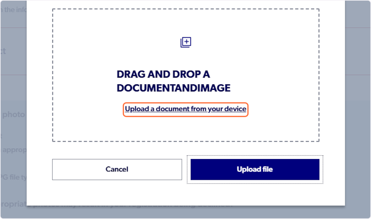Click on Upload a document from your device