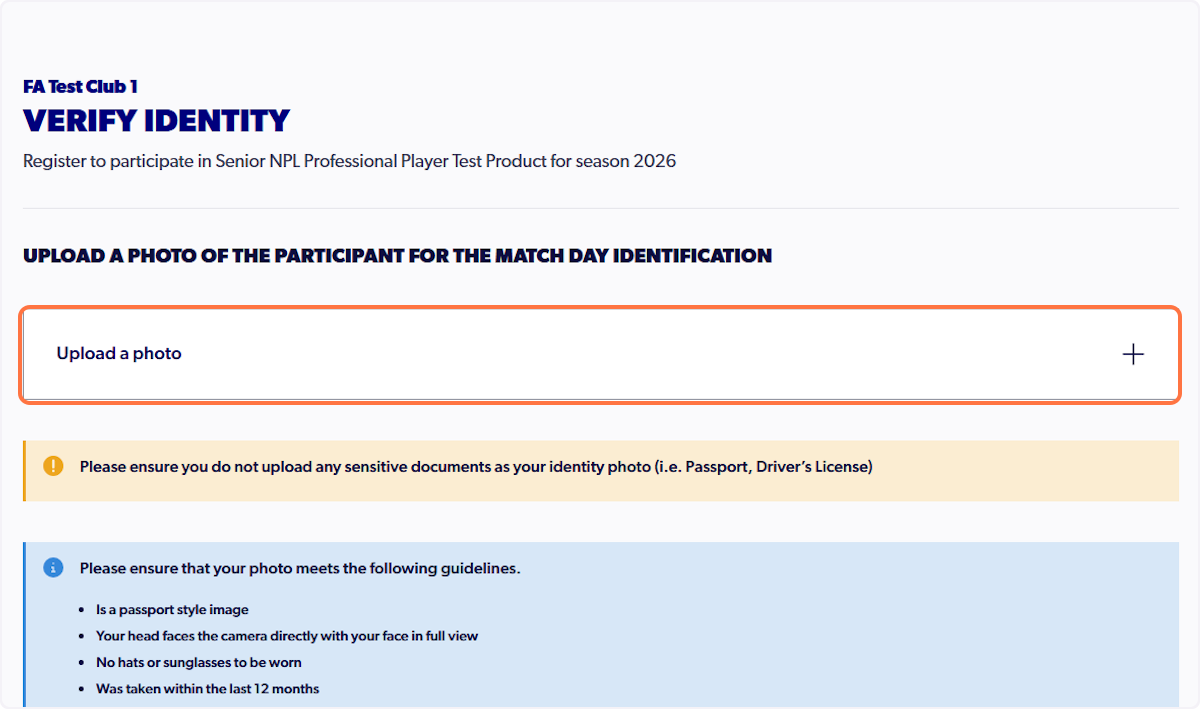 Click on Upload a photo