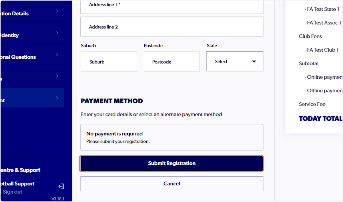 Click on Submit Registration