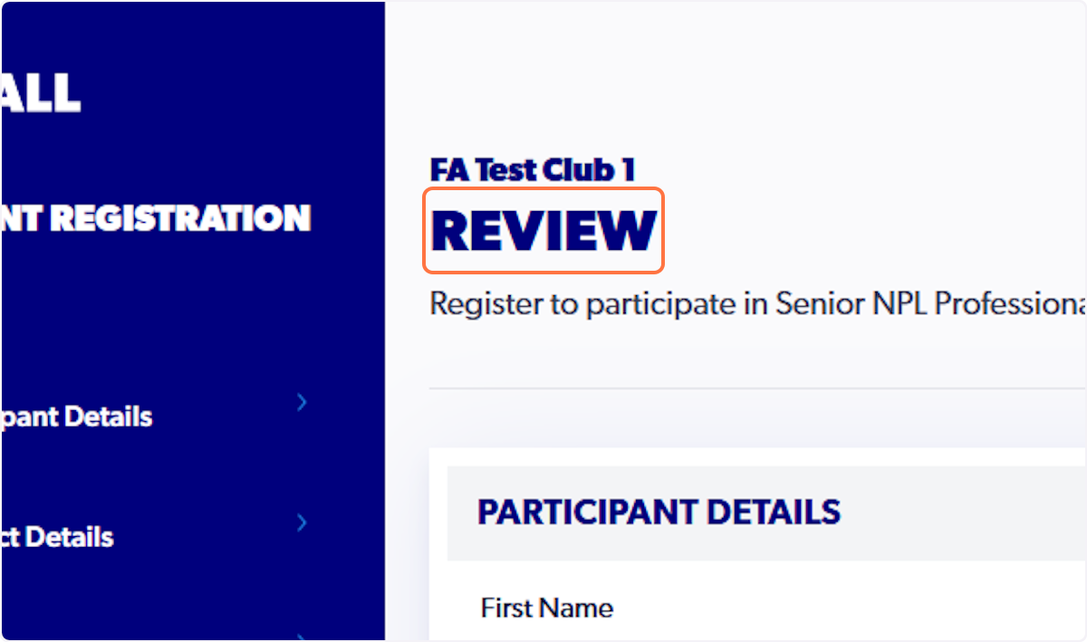 Review all registration details