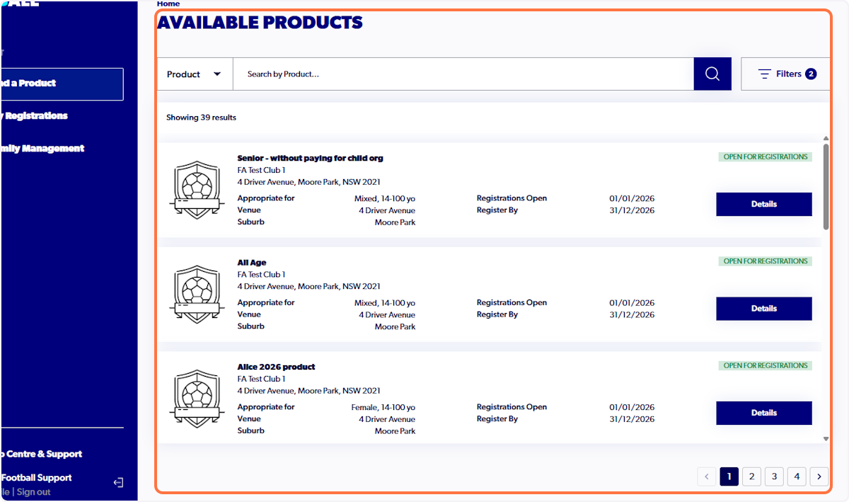 Click on Available Products…