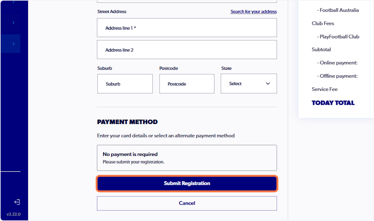 Click on Submit Registration