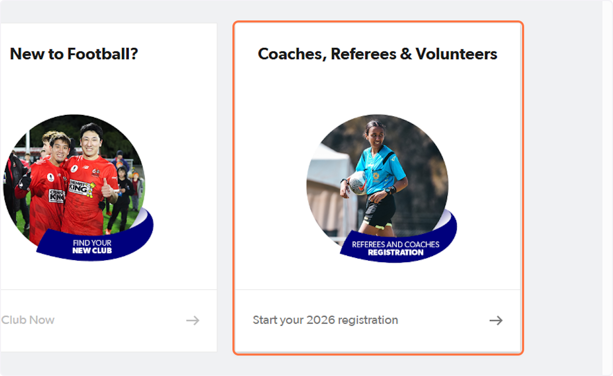 Click on Coaches, Referees & Volunteer