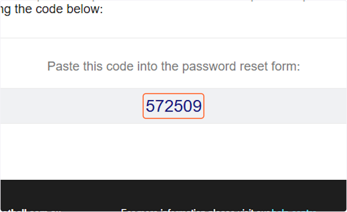 Find the reset code