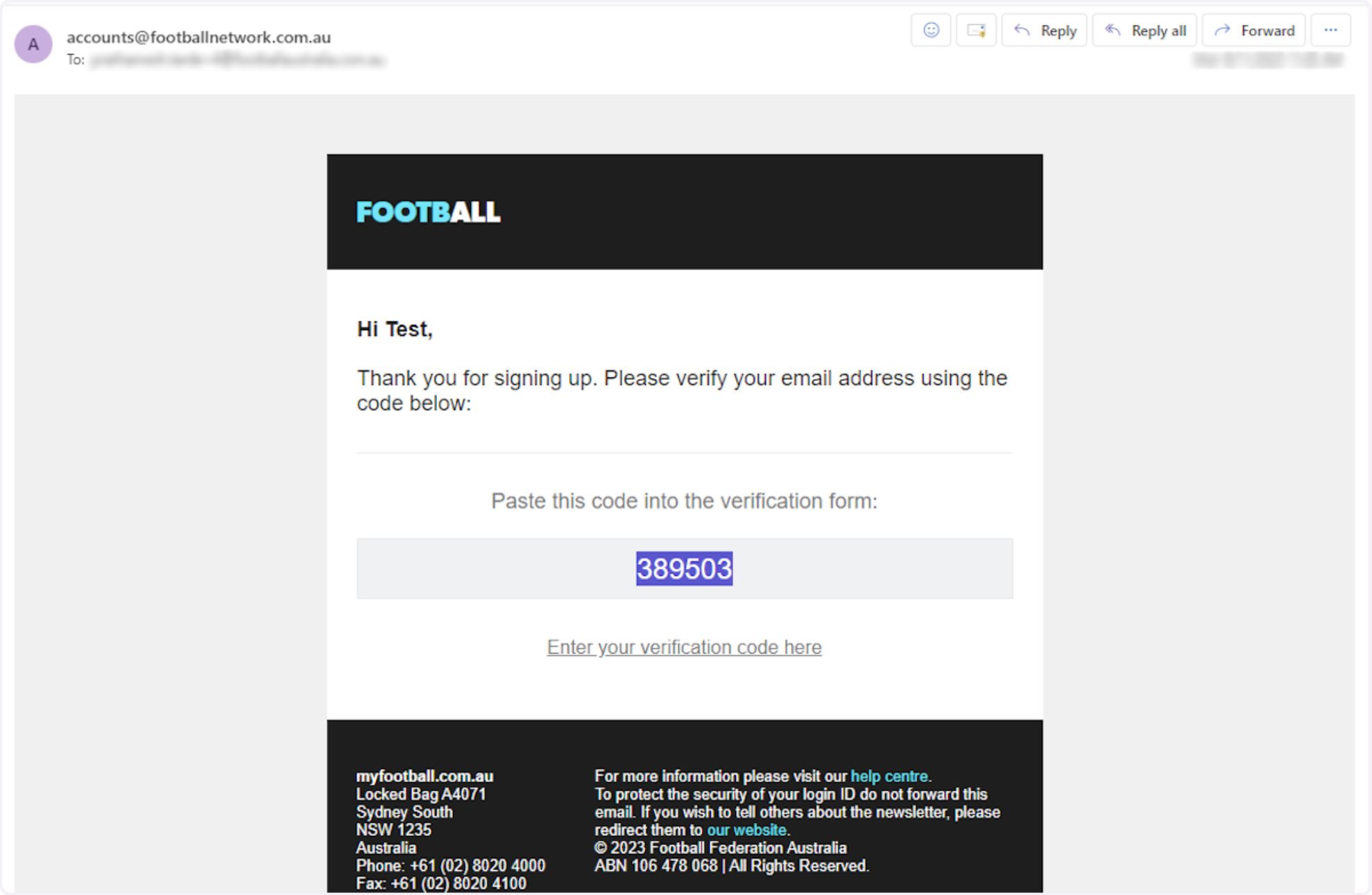Copy the Code that is sent to your email (The one you registered with)