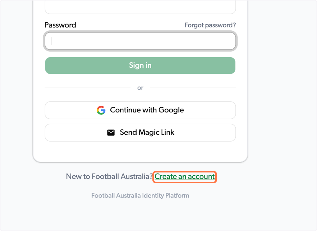 Click on 'Create an account'