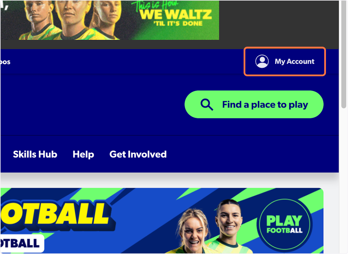 Visit playfootball.com.au and click on 'My Account'