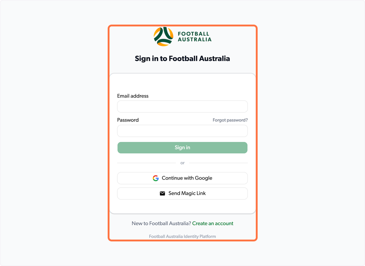 Click on Sign in to Football Australia…