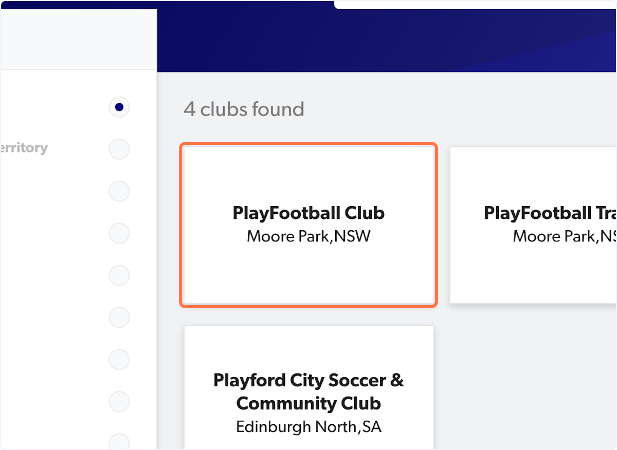 Click on PlayFootball Club…