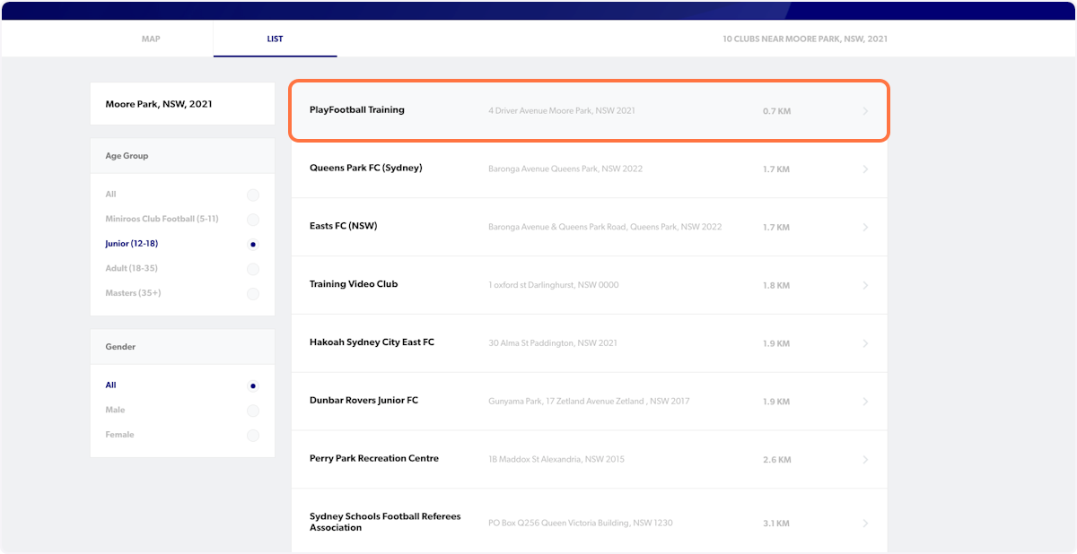 Click on PlayFootball Training…