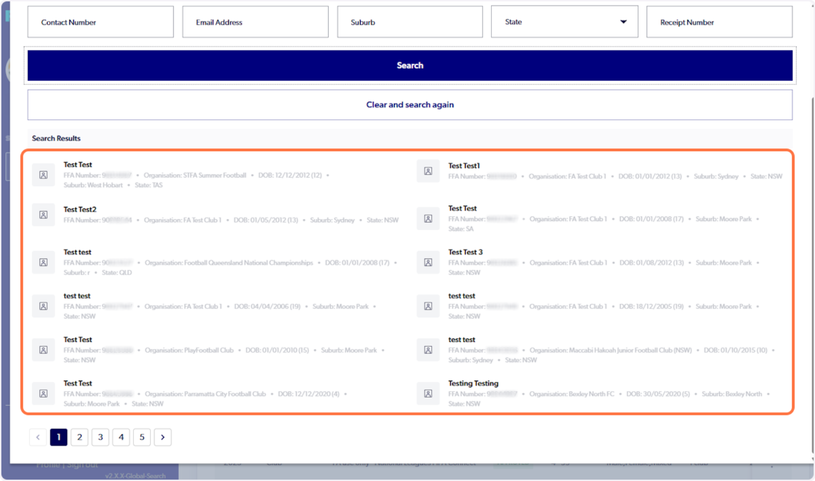 Results will appear to take you to Participants profile