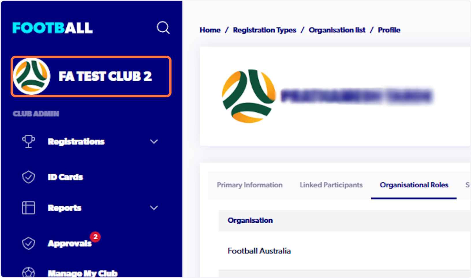 You are now signed into FA Test Club 2!