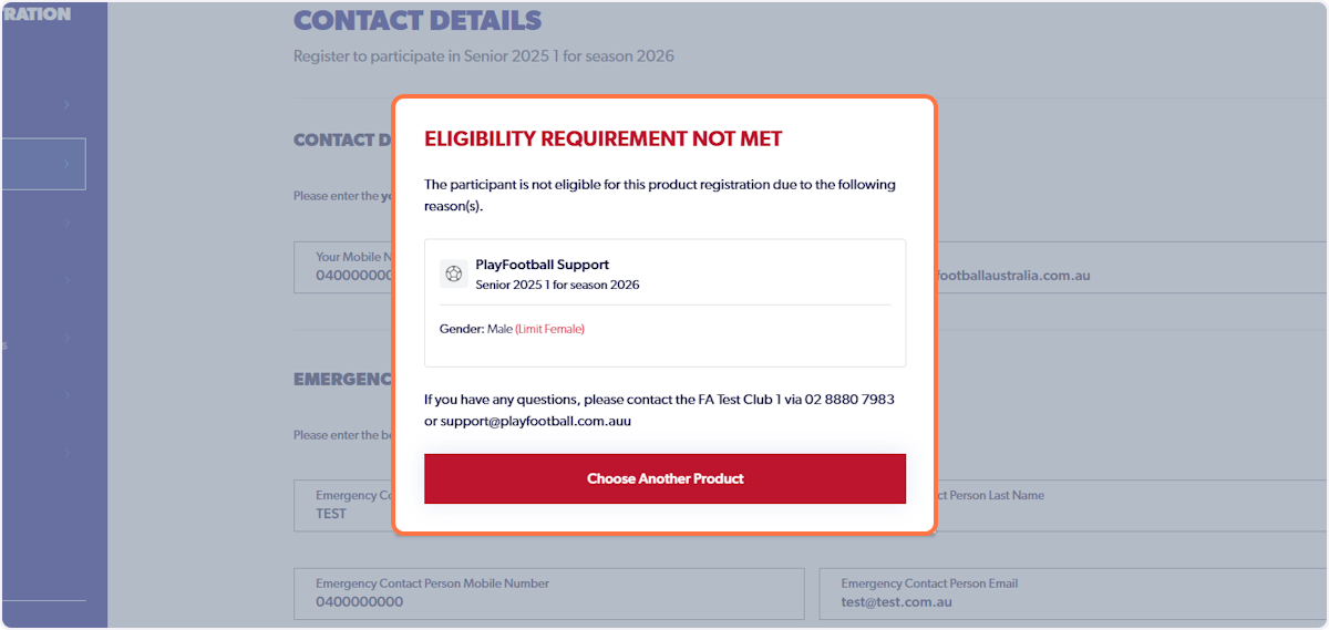 Click on Eligibility Requirement Not Met…
