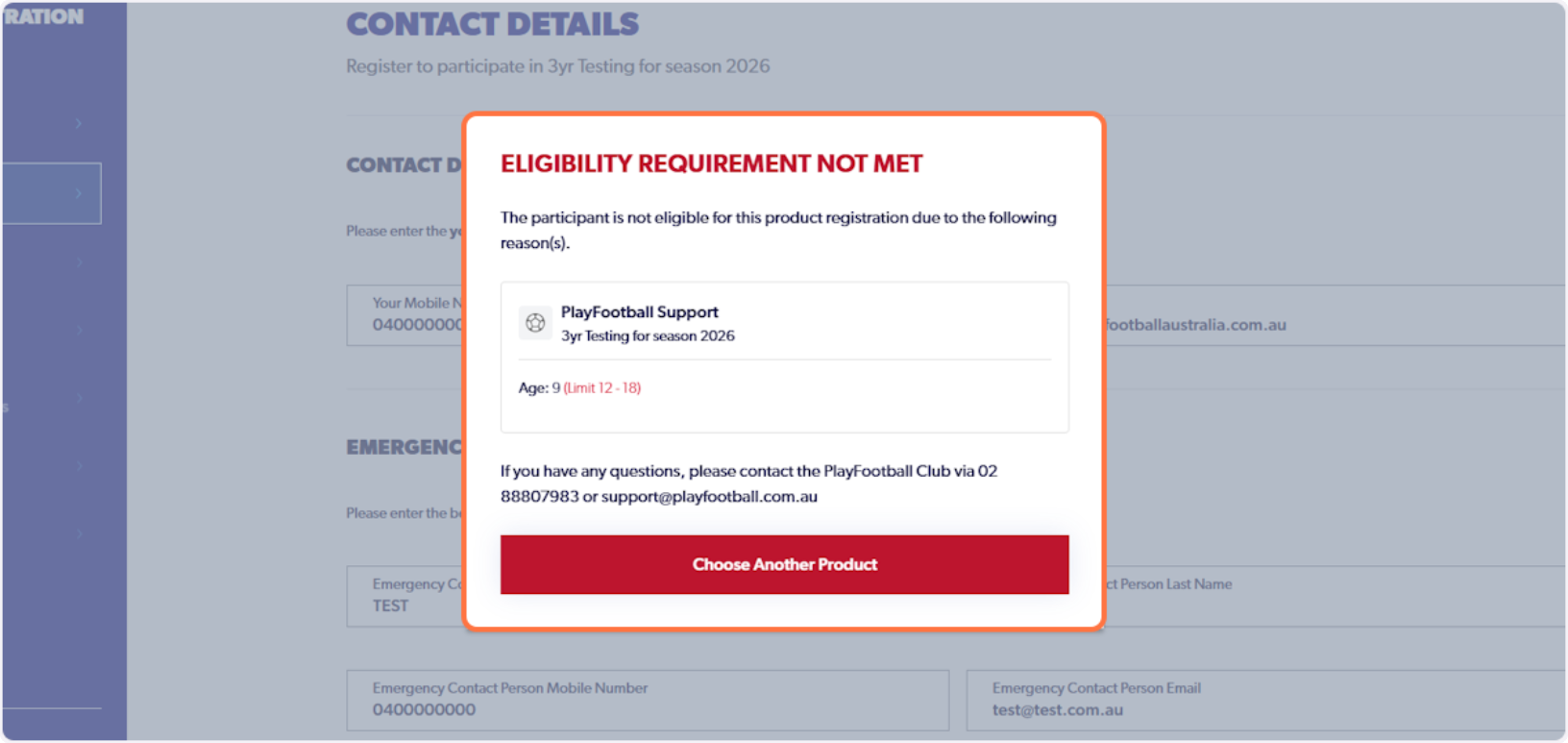 Click on Eligibility Requirement Not Met…