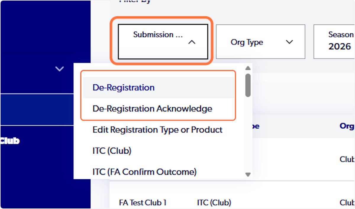 Select Submission Type