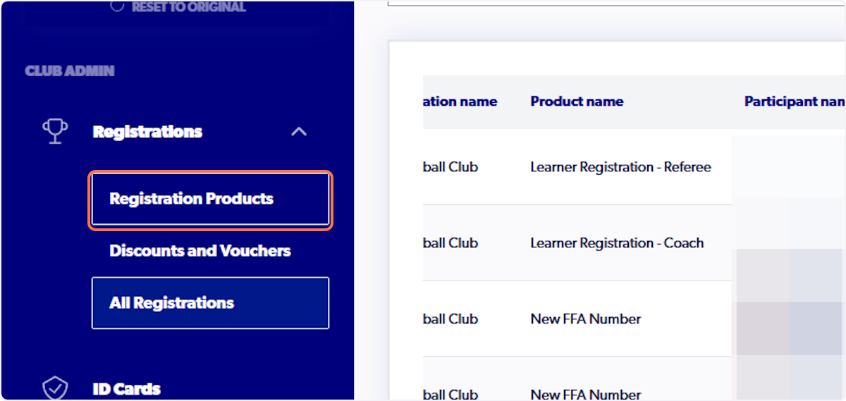 Click on Registration Products