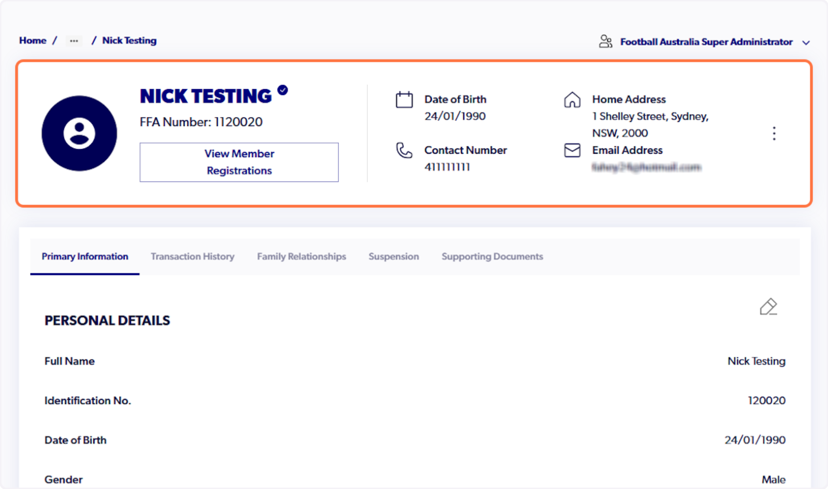 Navigate to participant profile