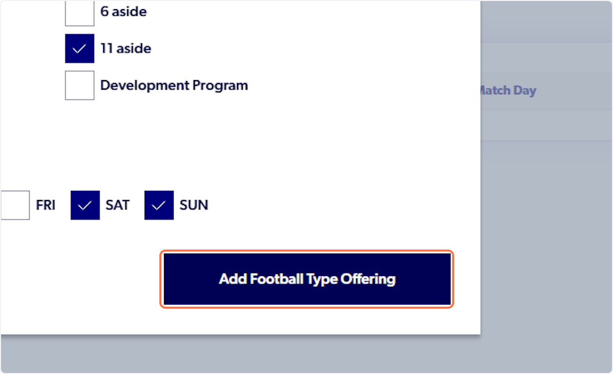Click on Add Football Type Offering