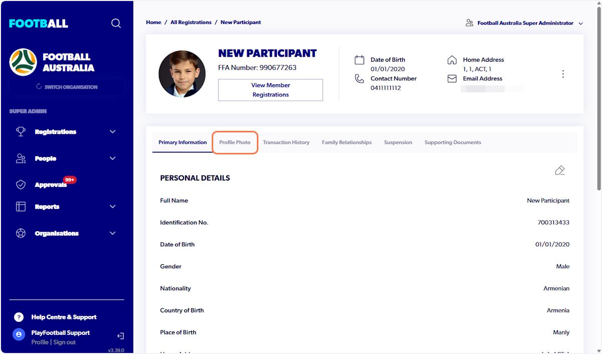 Click on Profile Photo