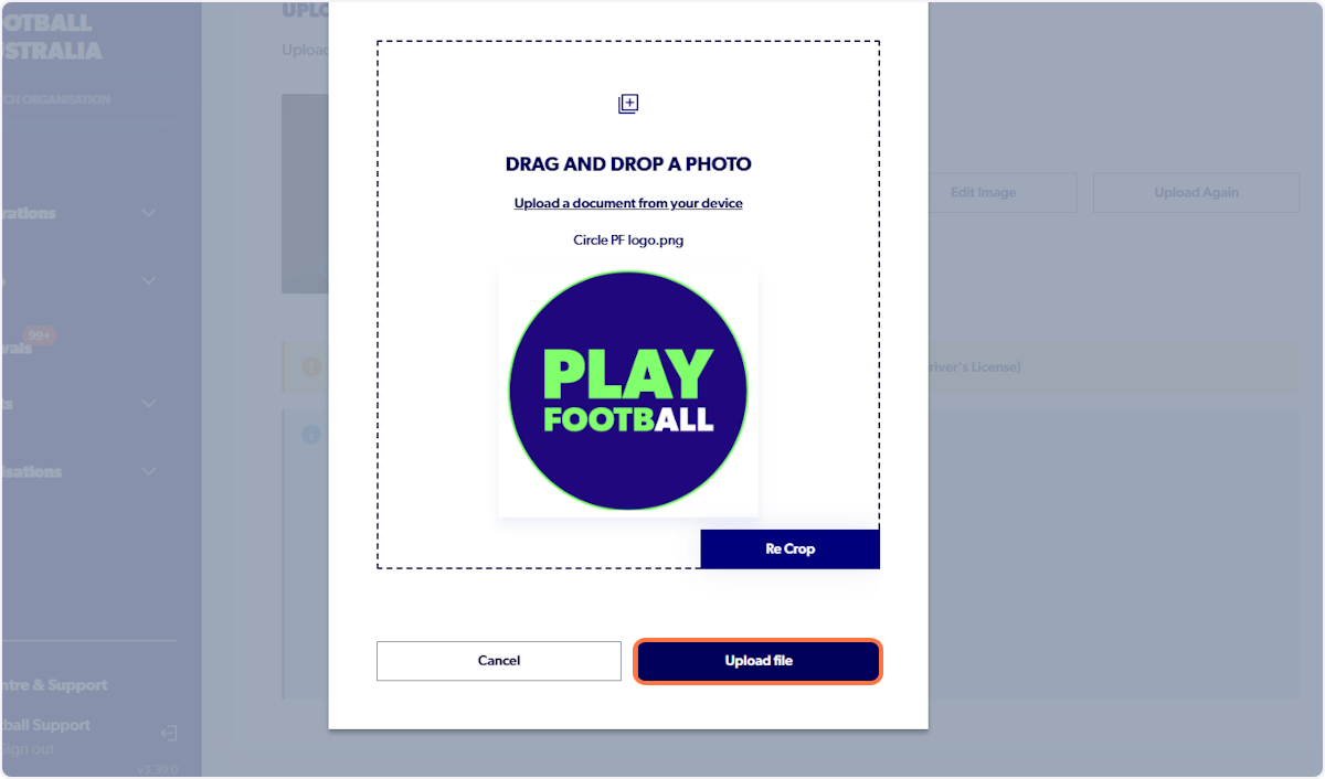 Click on Upload file