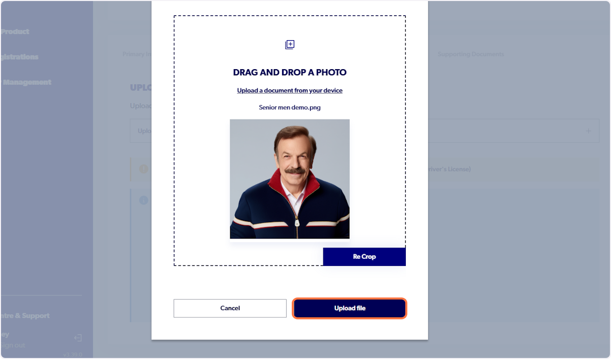 Click on Upload file