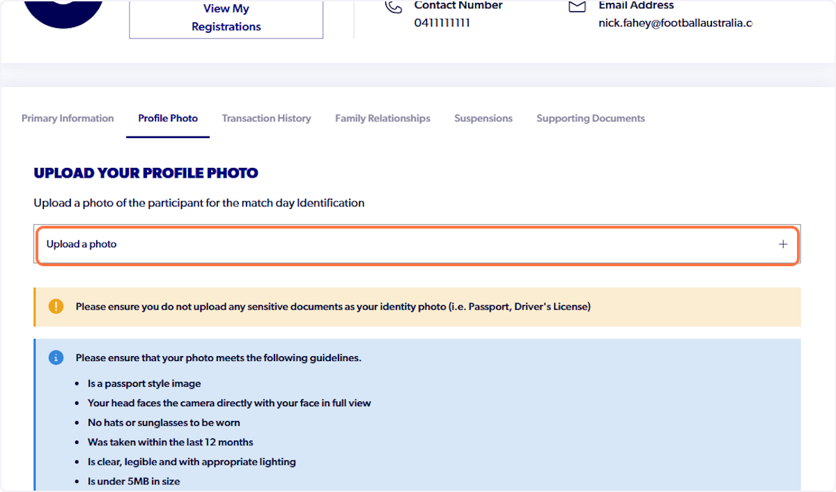 Click on Upload a Photo