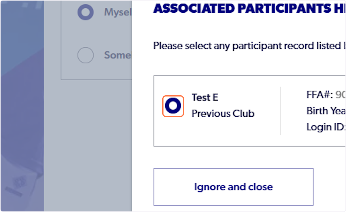 Select the participant…