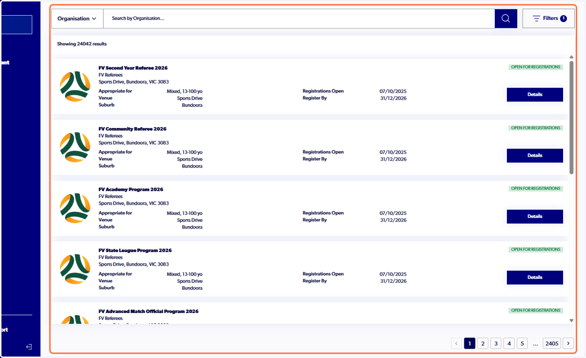 Click on Organisation…