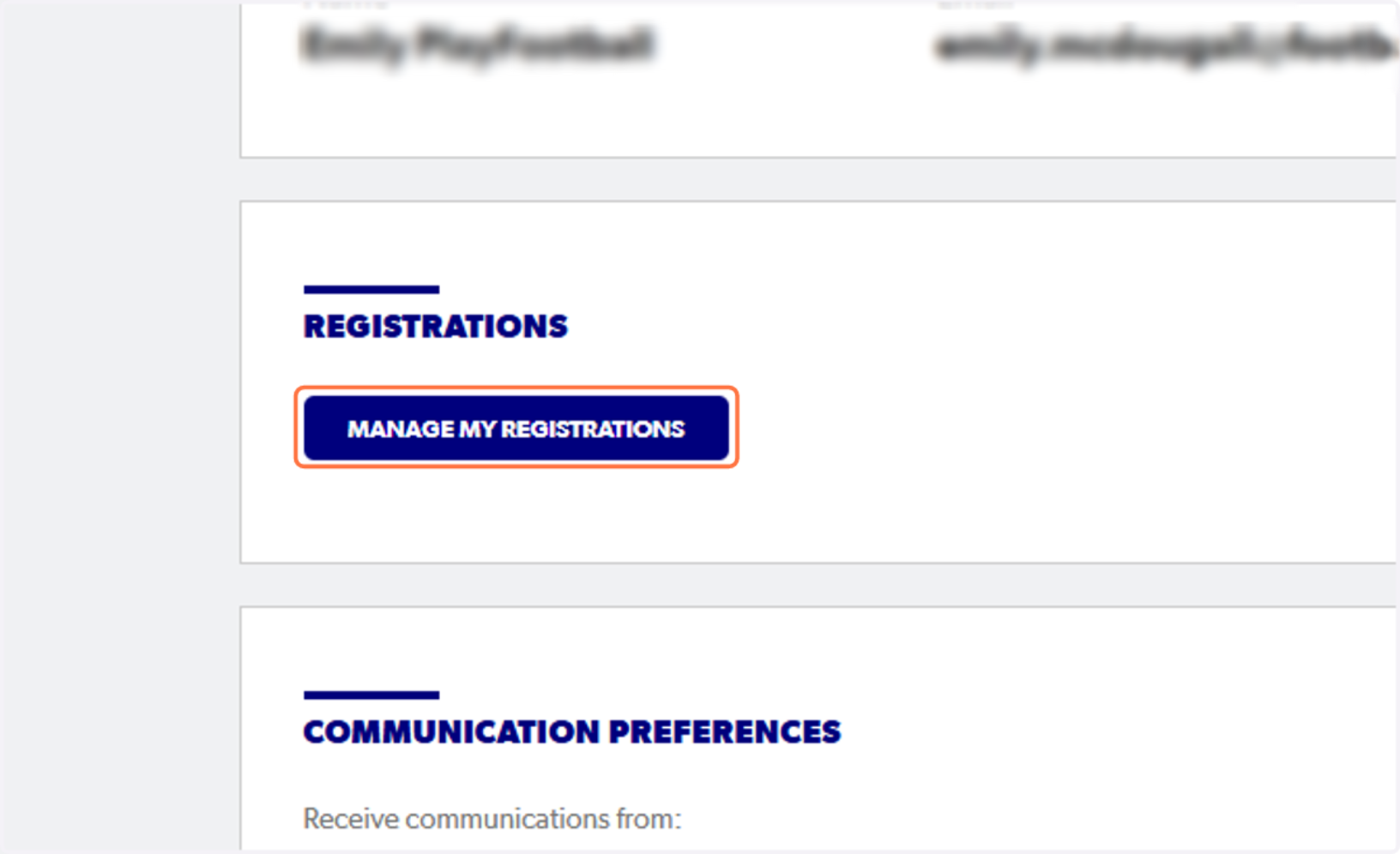 Click on MANAGE MY REGISTRATIONS