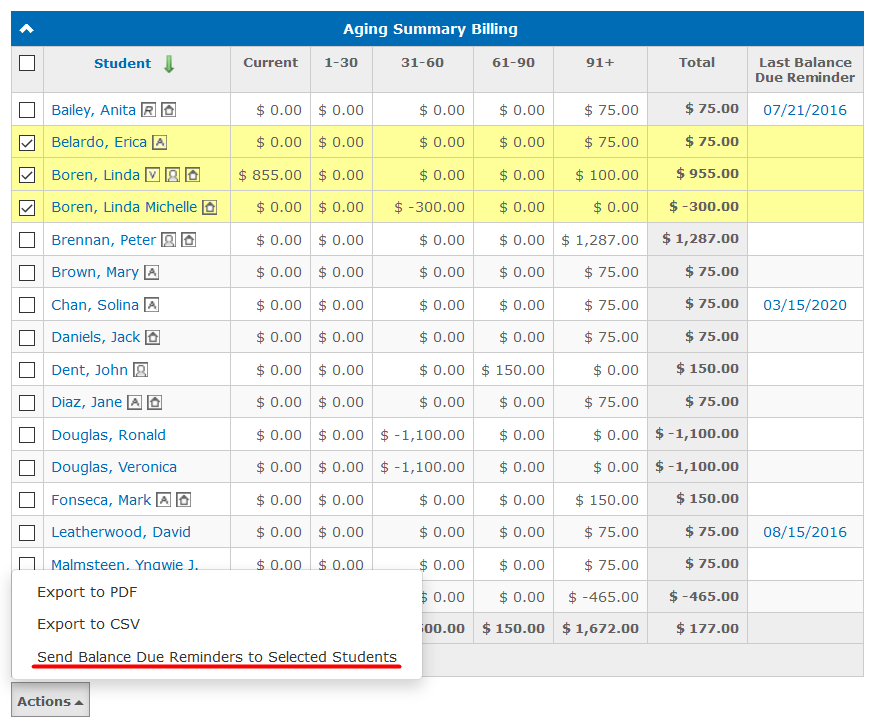 Financial Aid Automatic reminders about Balance Due GEGI Customer Care