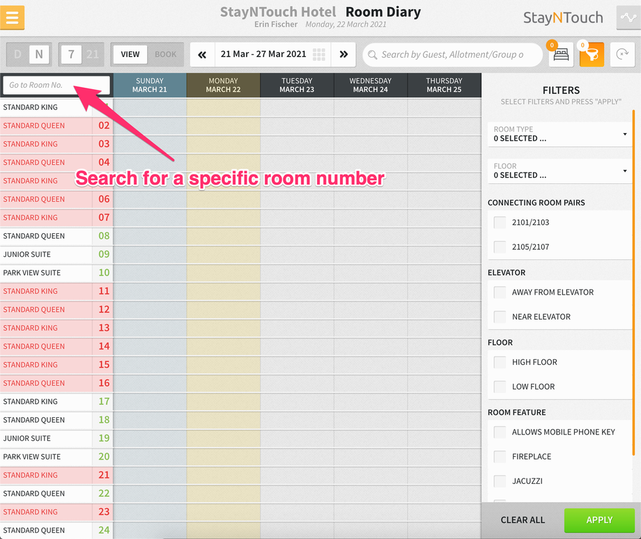 How to Use the Room Diary Helpdesk Stayntouch