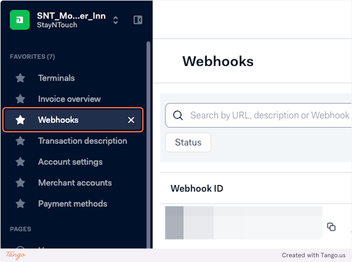 Click on Webhooks