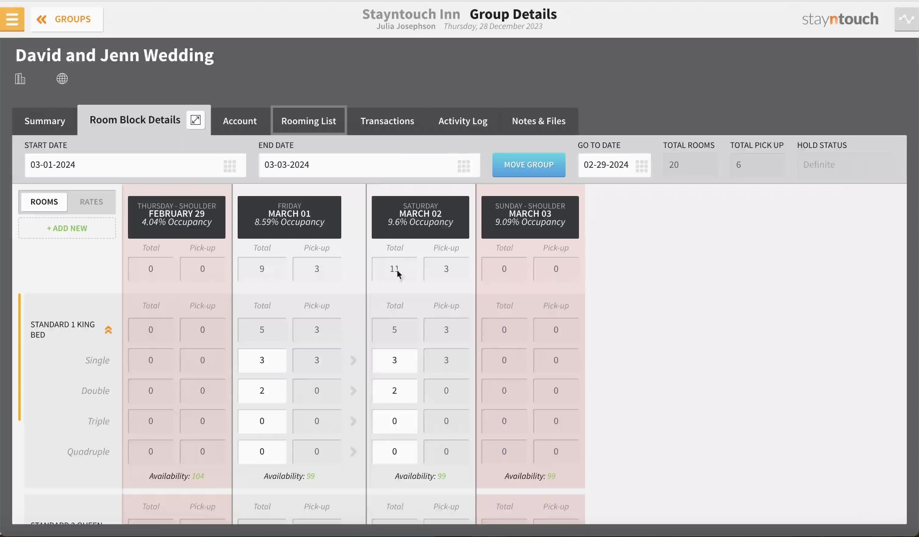  Once the file is ready, navigate back to the group block in Stayntouch and go to the rooming list tab to import it.