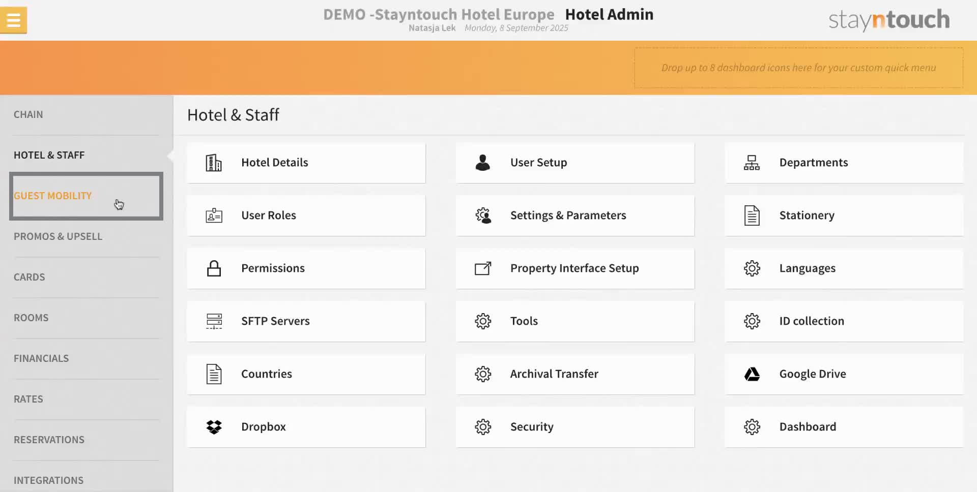 In settings, click on "Guest Mobility."