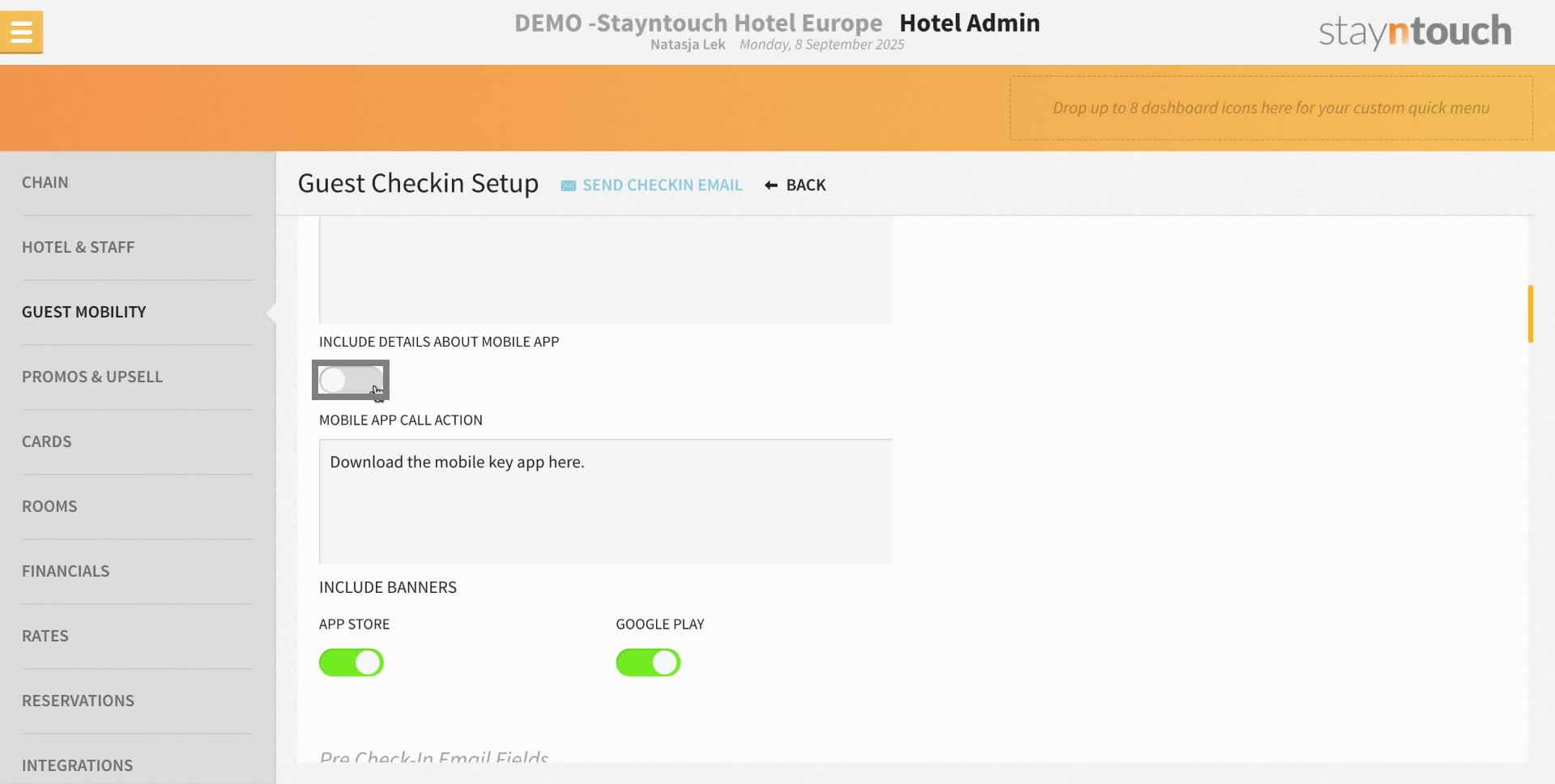 If your property does not have an app this can stay disabled.