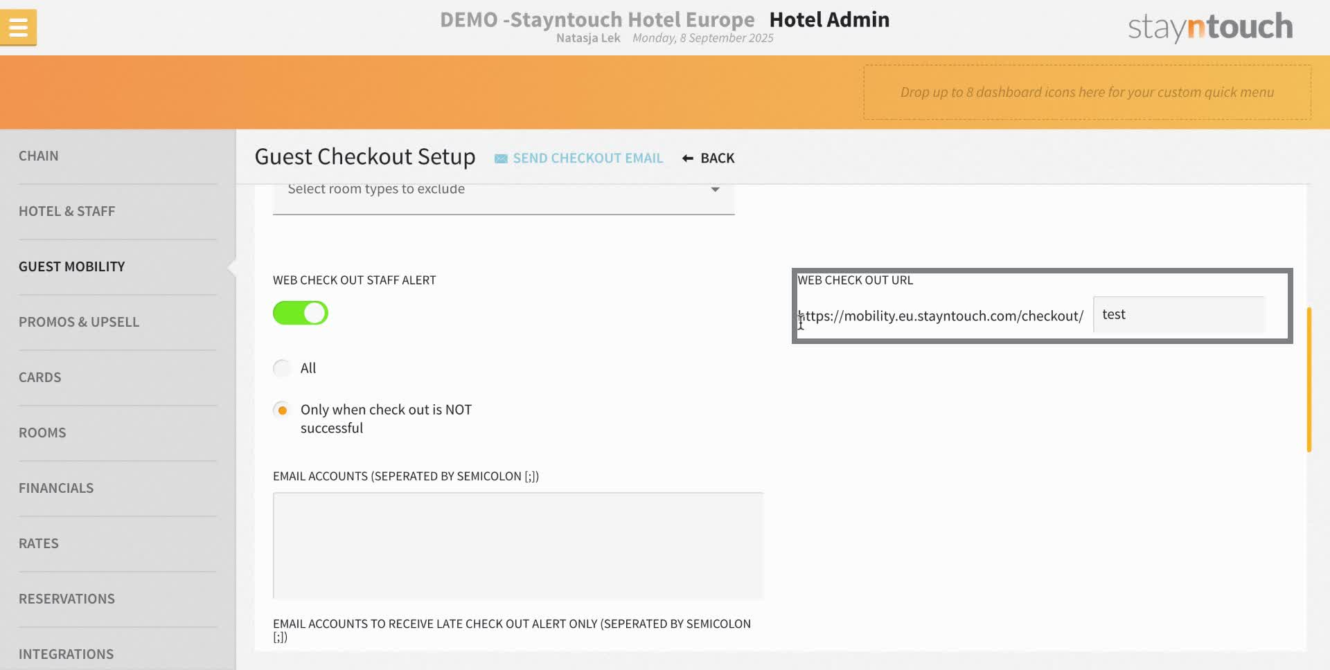 If a direct URL is needed for a web check out, this can be created here.