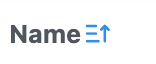 Image of "blue arrow pointing up" ascending order icon