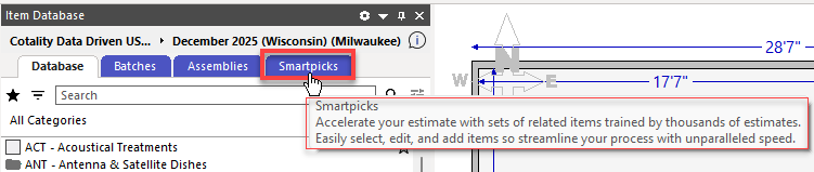 Item Database panel with Smartpicks tab selected