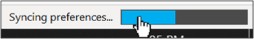 Synchronization status progress bar showing syncing preferences