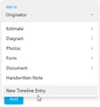 Add menu showing New Timeline Entry option