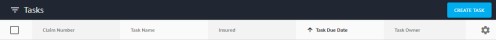 Tasks page with filter, Create Task button and task columns