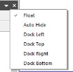 Window Position menu with Float, Auto Hide, Dock Left, Dock Top, Dock Right and Dock Bottom options