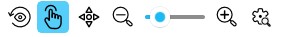 Pan and Zoom control bar with reset view, selector, pan, zoom out, zoom slider, zoom in and zoom options