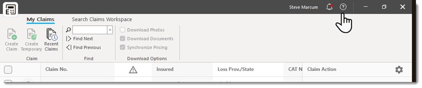 Estimate header with the Help icon highlighted in the upper-right corner