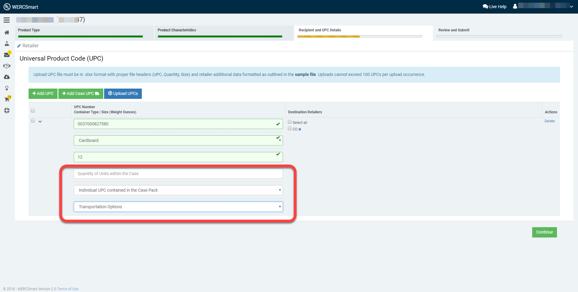 Case Pack Uniform Product Codes (UPCs) UL WERCSmart
