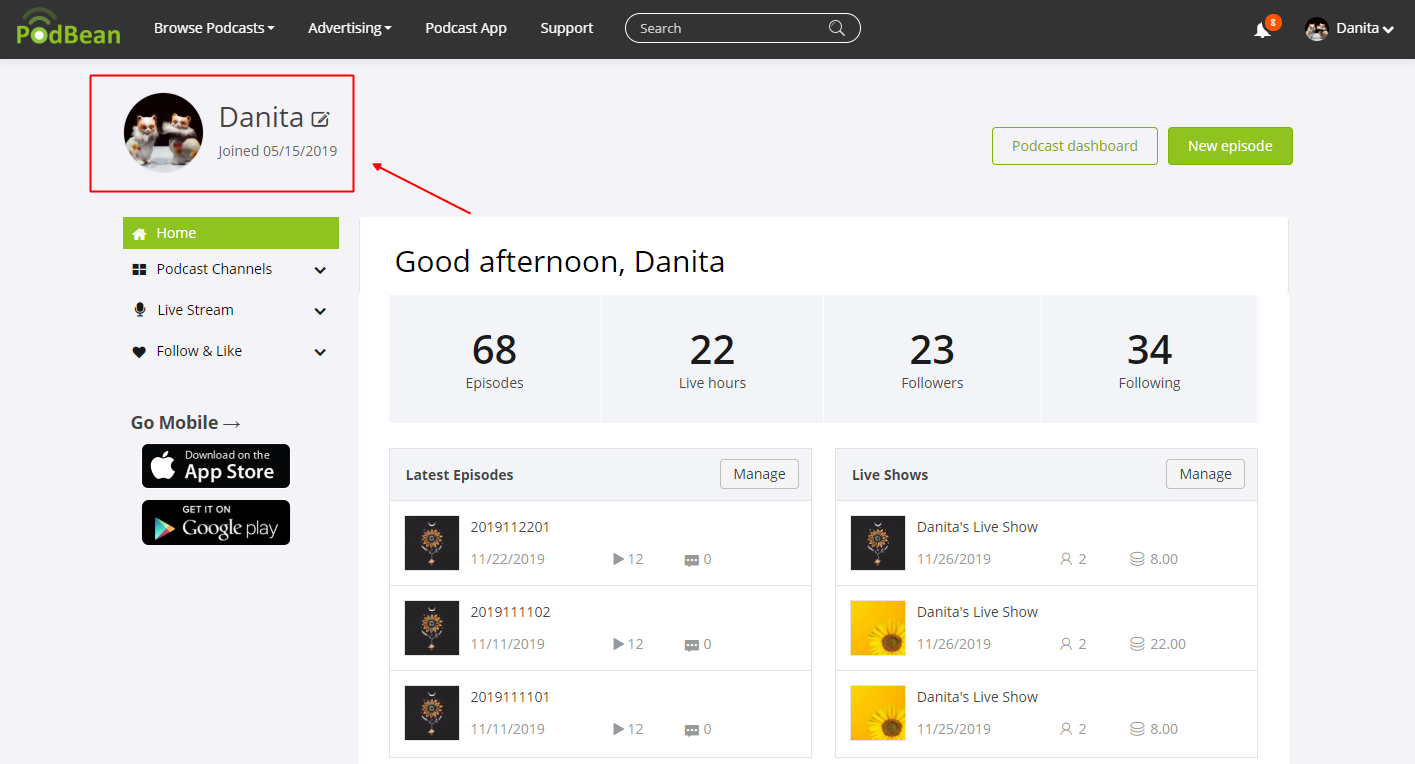 iOS | How to Change Your Profile Photo and Nickname | Podbean Support