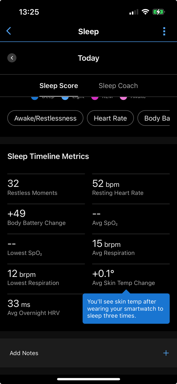 Garmin Connect приложение - информация о сне